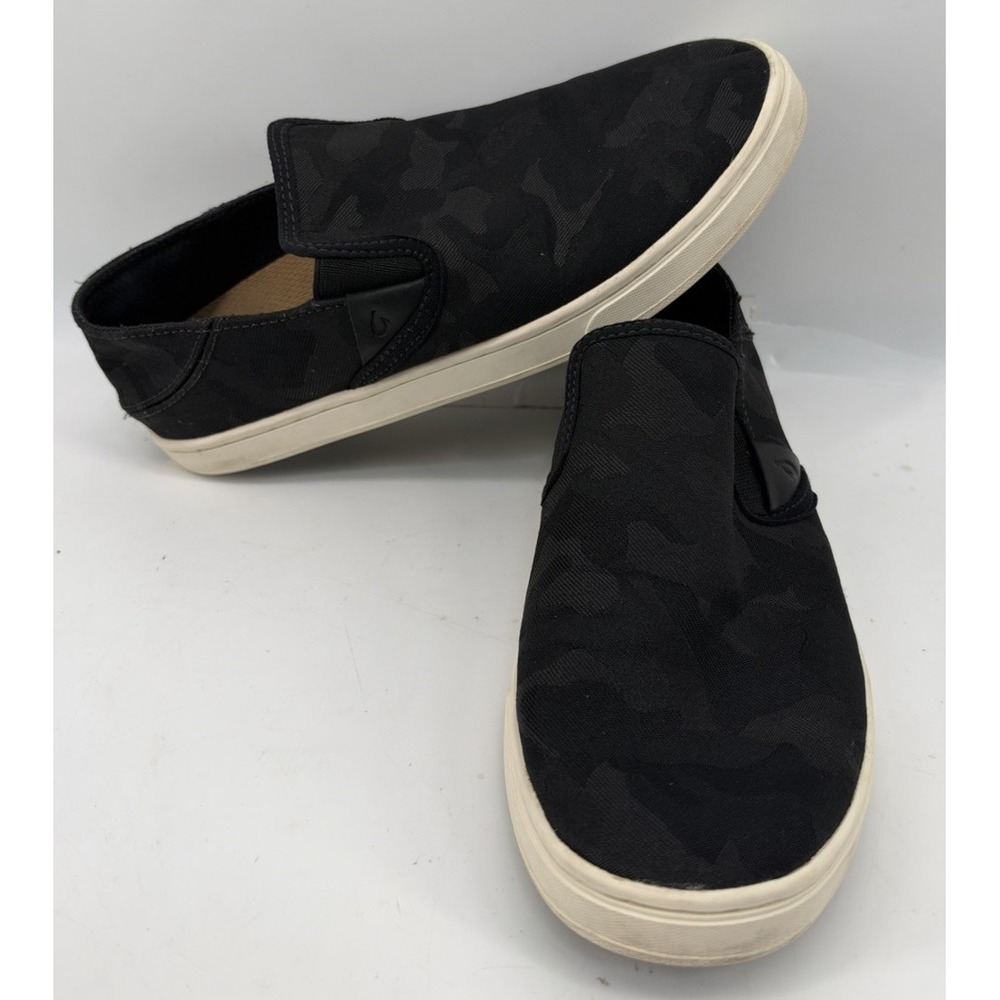 OluKai Pehuea Pa'i Slip On Sneakers Black Camo 20360 Women's Size 7